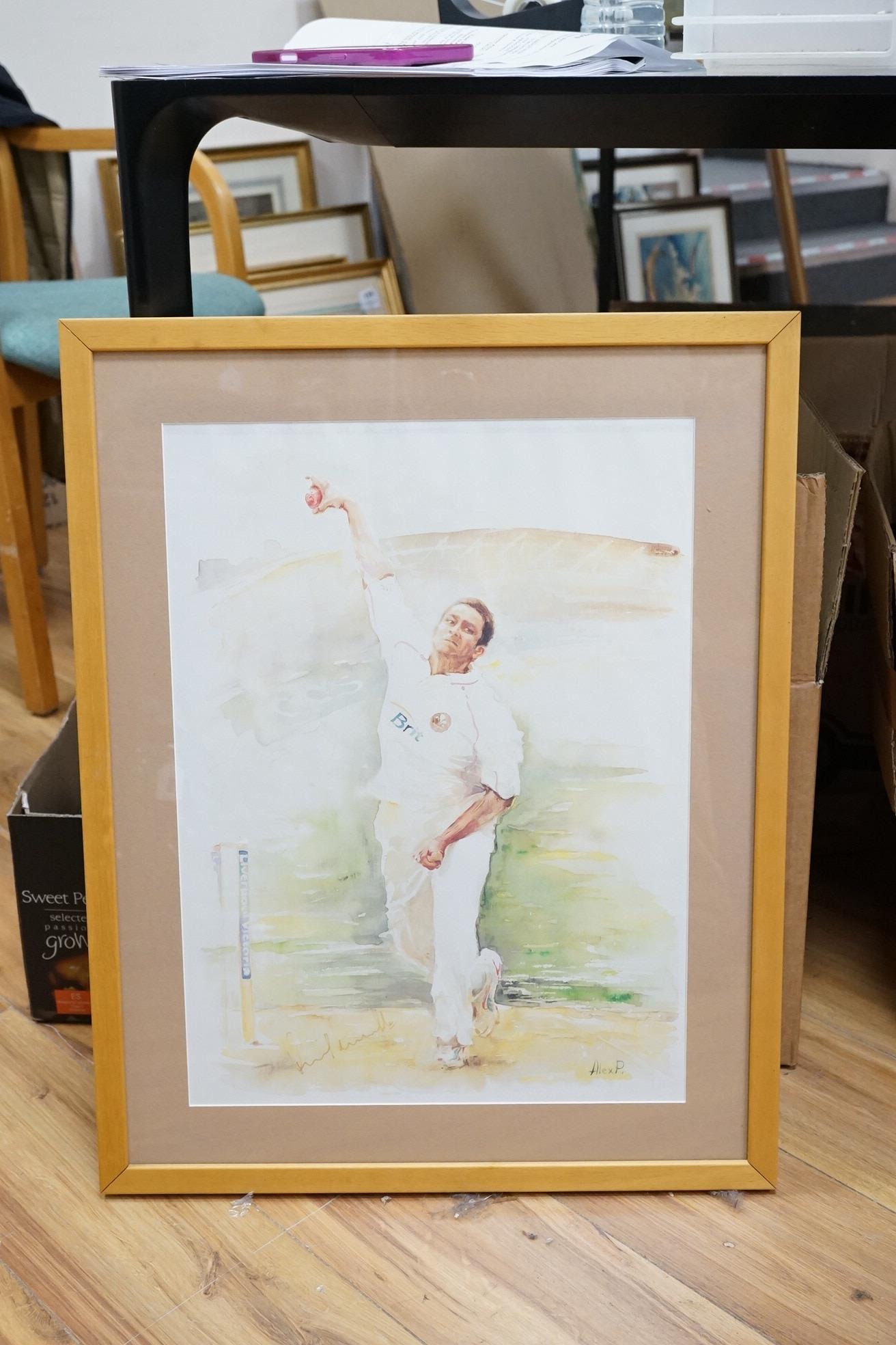 A collection of signed limited edition sporting prints, including, ‘’England Legends, Martin Johnson, Jason Leonard and Jonny Wilkinson’’; The Surrey Legends [cricket]; Freddie Flintoff, Matthew Pinsent and Steve Redgrav